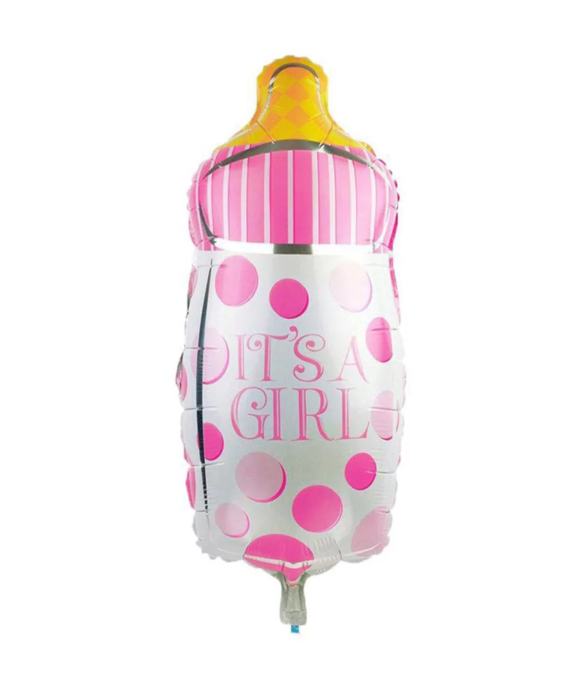 Balon in forma de biberon, It’s a girl, 43 cm, roz