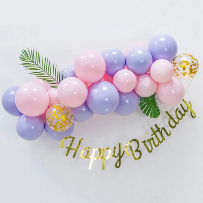 Ghirlanda baloane pastelate, cu banner Happy Birthday