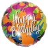 Balon folie Happy Birthday, rotund, 45 cm