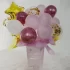 Set aranjament buchet 23 baloane roz, grena, aurii, in cutie cu mesaj La Multi Ani