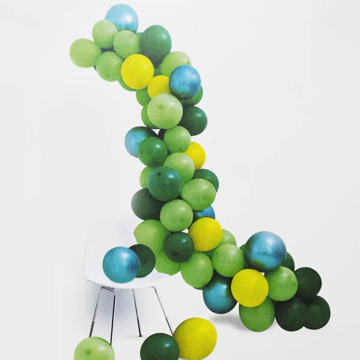 Arcada baloane in culori verde, galben, albastru