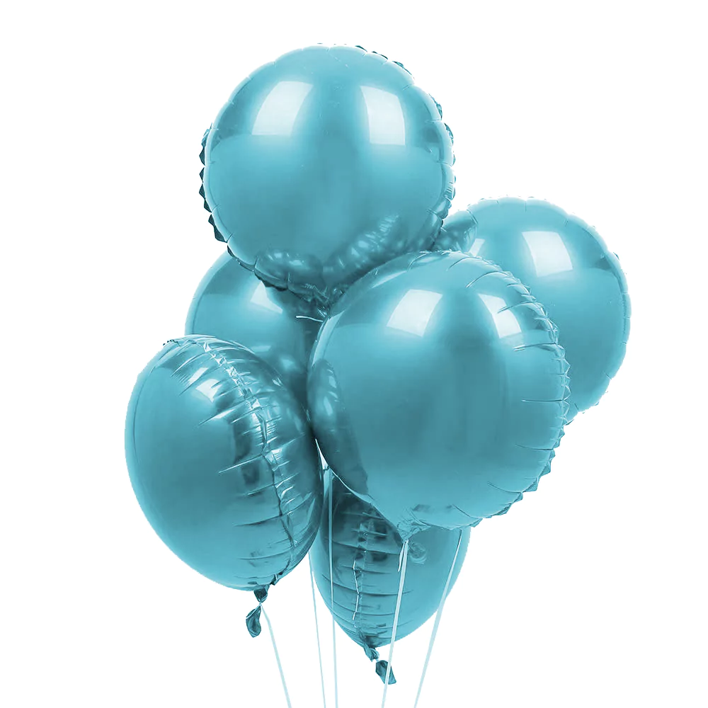 Balon folie fara imprimeu, Albastru Deschis, rotund, de 45 cm