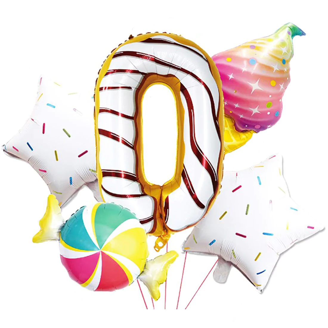 Set aranjamente 5 baloane Sweets Party, Cifra 0