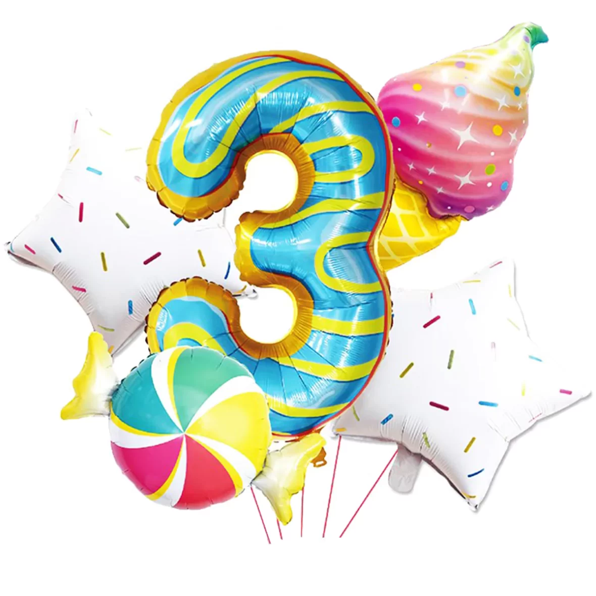 Set aranjamente 5 baloane Sweets Party, Cifra 3