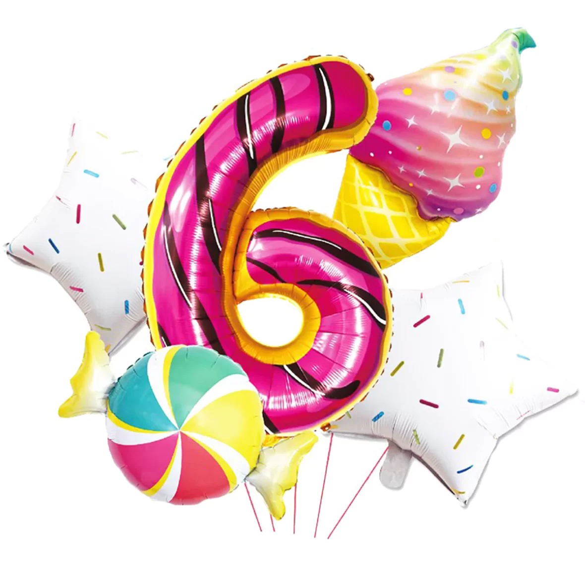 Set aranjamente 5 baloane Sweets Party, Cifra 6