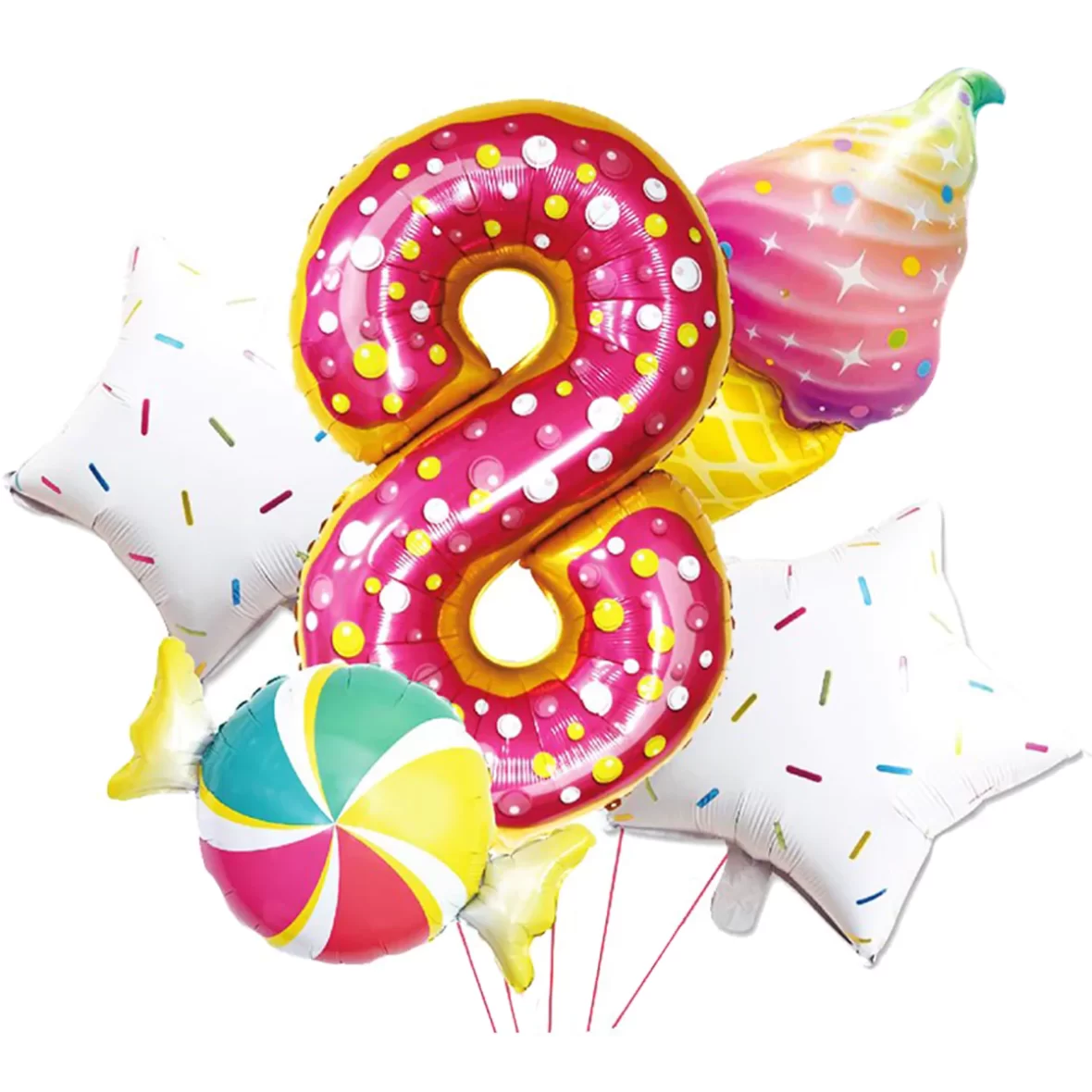 Set aranjamente 5 baloane Sweets Party, Cifra 8