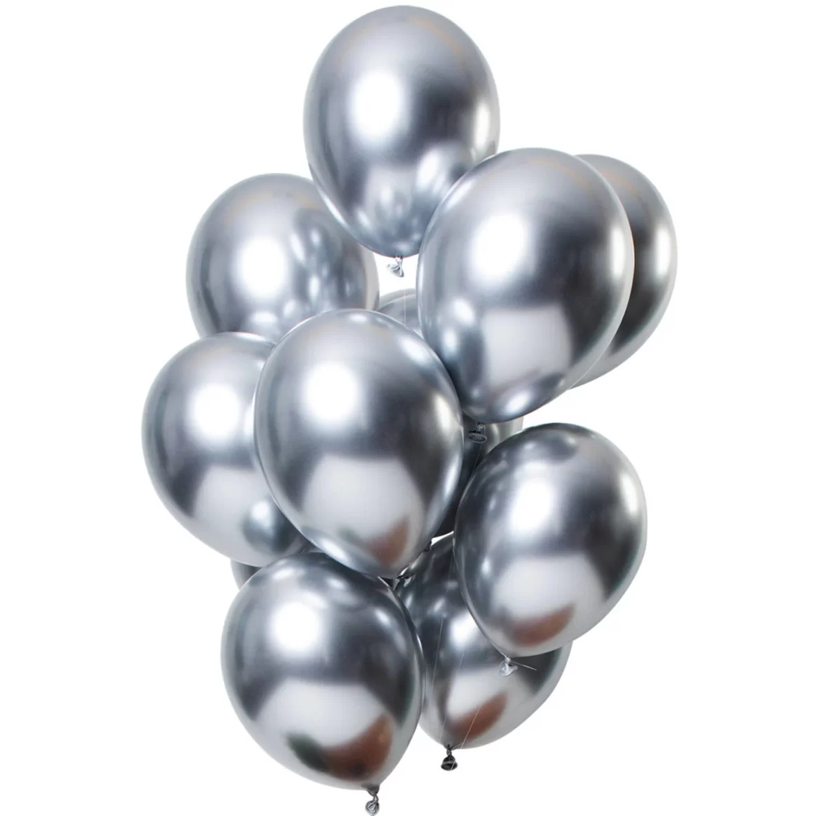 Set 10 baloane latex cromate, Argintiu, 25 cm, cod culoare #105