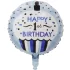 Balon folie Happy 1'st Birthday, albastru, rotund, 45 cm