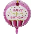 Balon folie Happy 1'st Birthday, roz, rotund, 45 cm