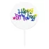 Topper tort Happy Birthday rotund, cu stelute, multicolor