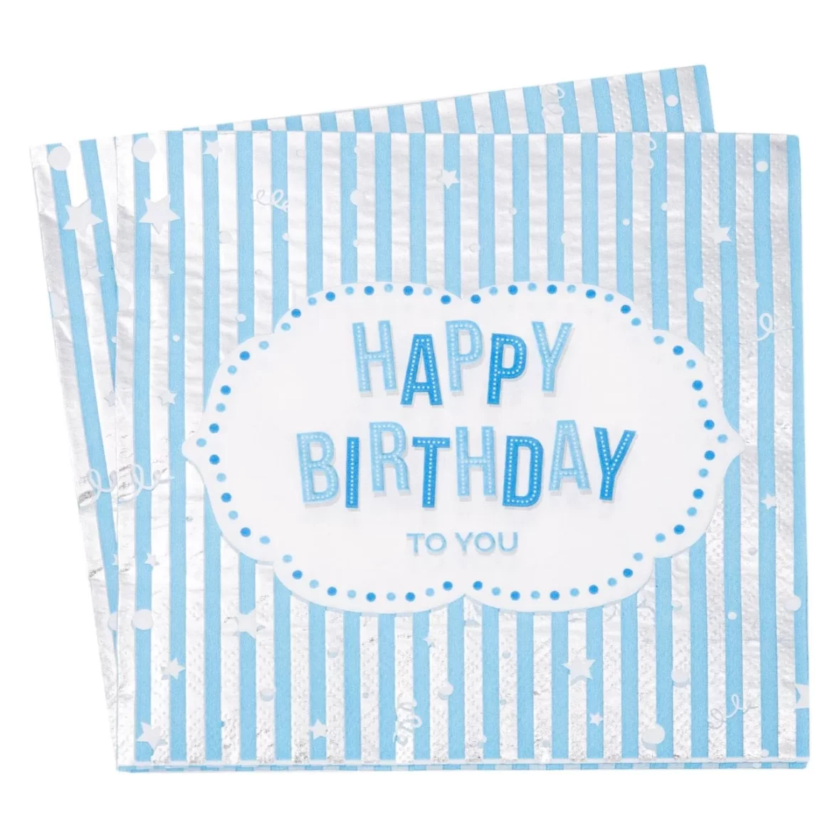 Set 12 servetele Happy Birthday, albastru 33 x 33 cm