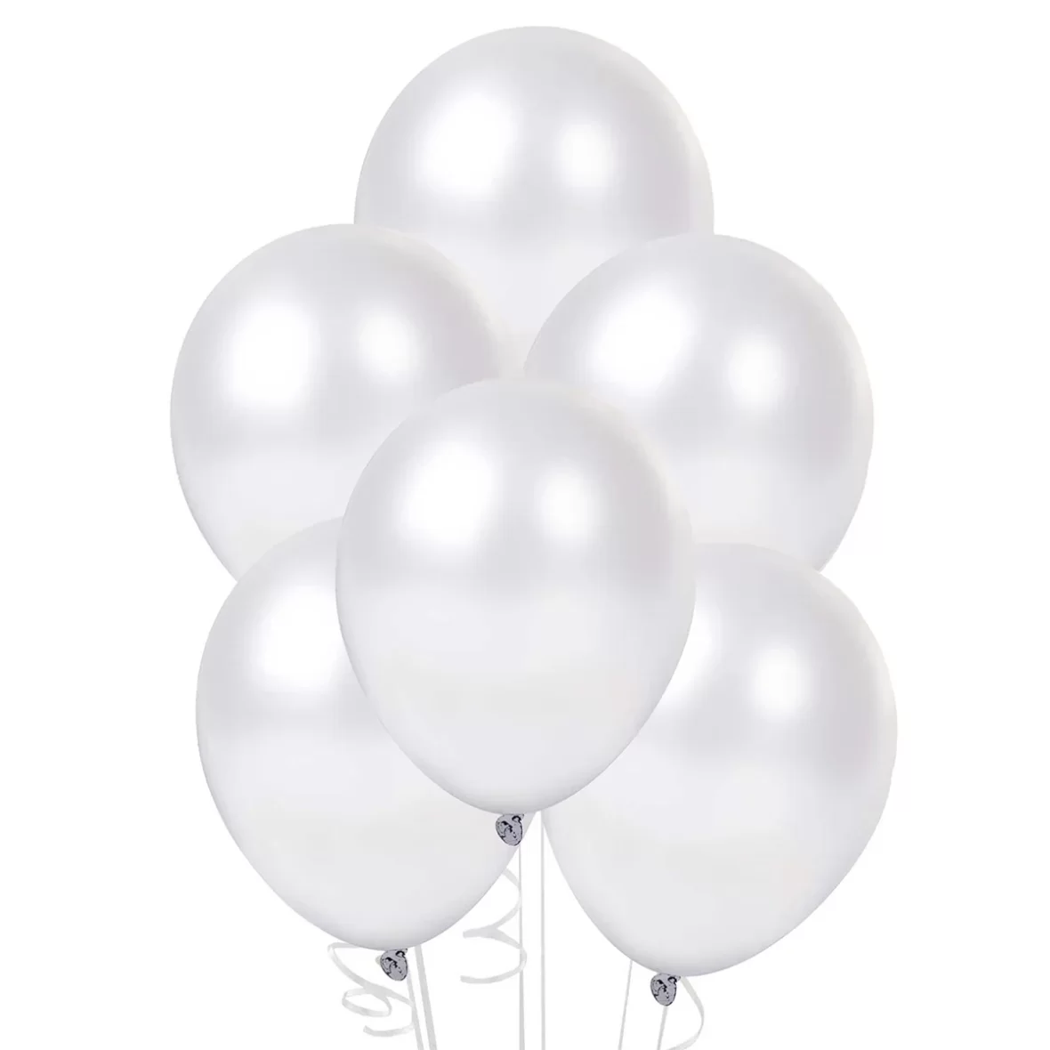 Set 10 baloane latex perlate, Alb, 12 cm, cod culoare #079