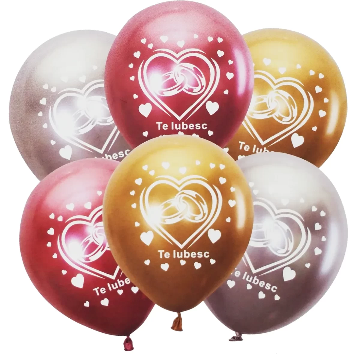 Set 6 baloane latex 30 cm, multicolore, Te iubesc