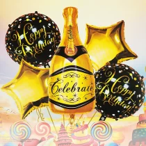 1702-set-5-baloane-folie-happy-birthday-cu-sticla-sampanie-auriu