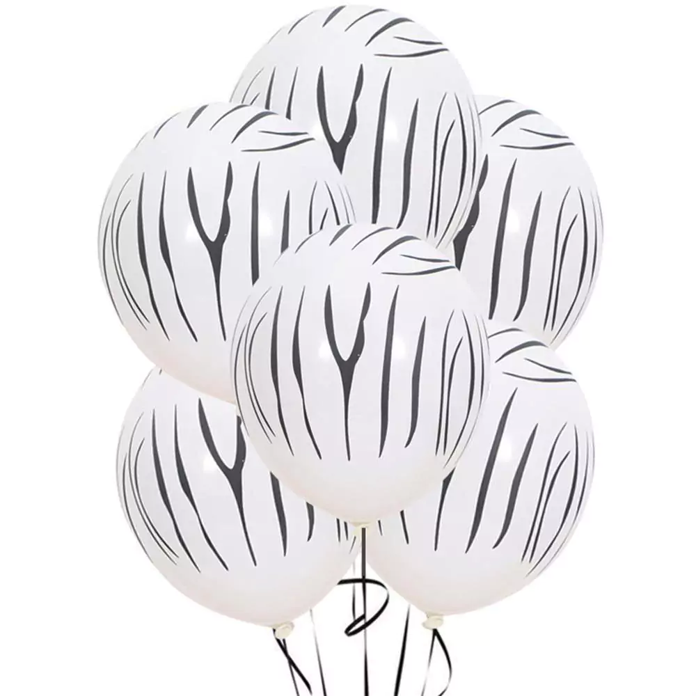 Set 6 baloane latex, model Zebra, 30 cm