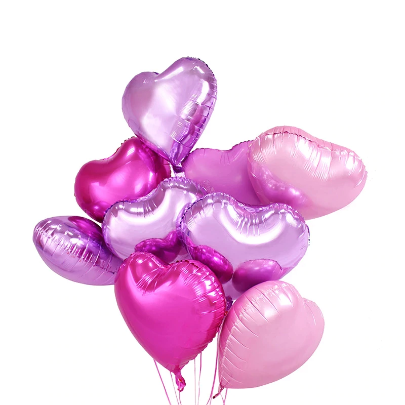 Baloane folie in forma de inimioara, cromate, 45 cm