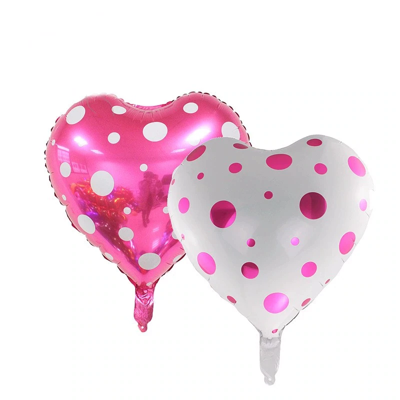 Baloane in forma de inimioara cu buline, 45 cm