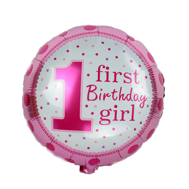 Balon folie 1’st Birthday Girl, rotund, 45 cm
