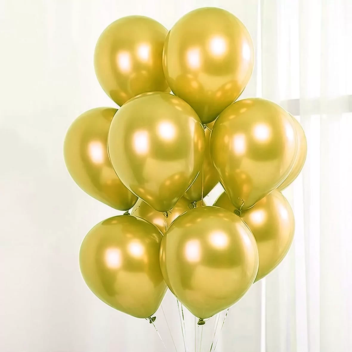 Set 6 baloane latex, Auriu, cromate, de 30 cm