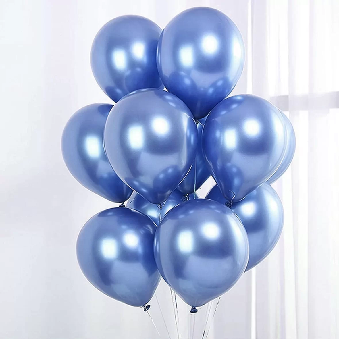 Set 6 baloane latex, Albastru Deschis, cromate, de 30 cm