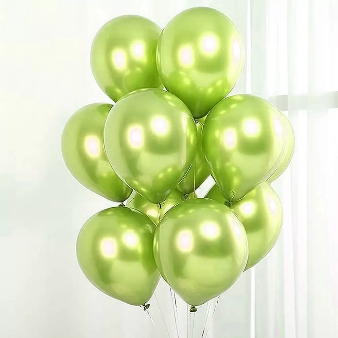 Set 6 baloane latex, Verde Oliv, cromate, de 30 cm