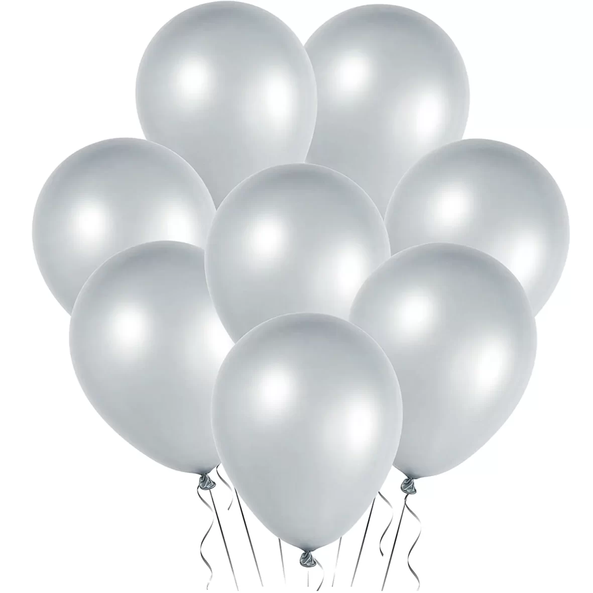 Set 6 baloane latex, Argintiu, perlate, de 30 cm
