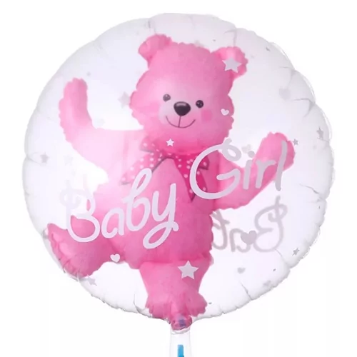 Balon transparent cu ursulet interior, 58 cm, roz