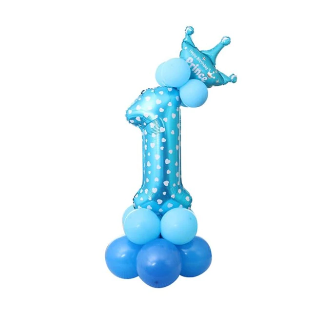Aranjament baloane cifre 0-9, 14 baloane, albastru