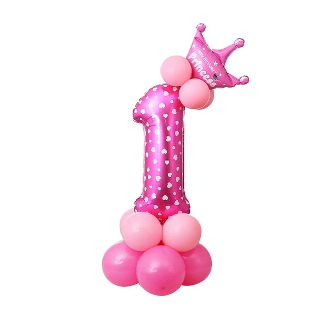 Aranjament baloane cifre 0-9, 14 baloane, roz
