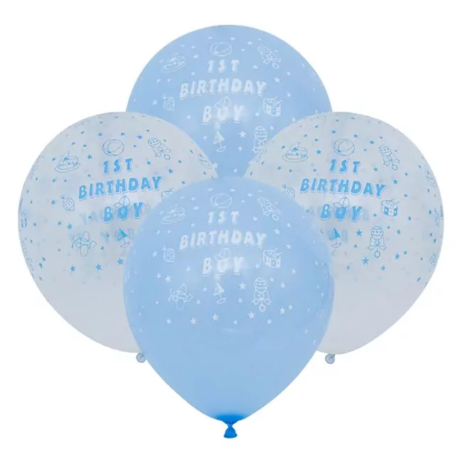 Set 10 baloane First Birthday Boy, 23 cm