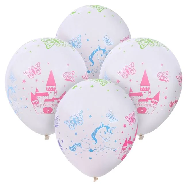 Set 15 baloane cu Unicorn, alb, 30 cm