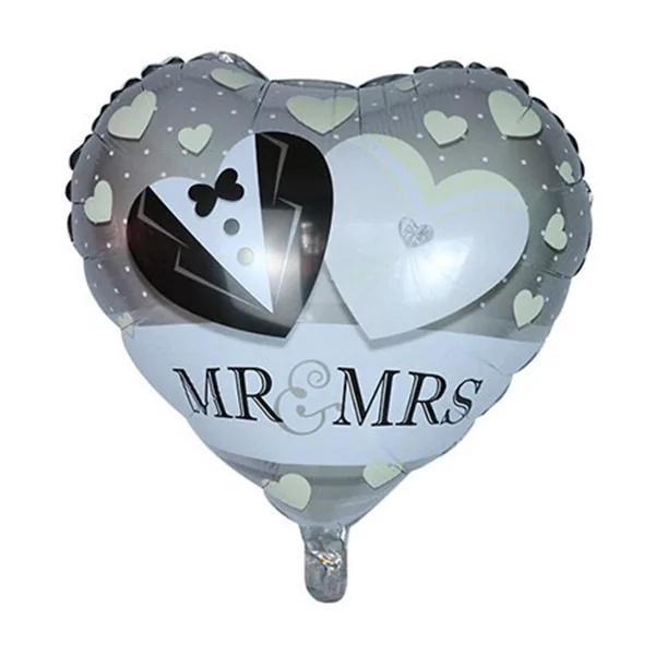 Balon Mr. & Mrs. in forma de inimioara, 45 cm