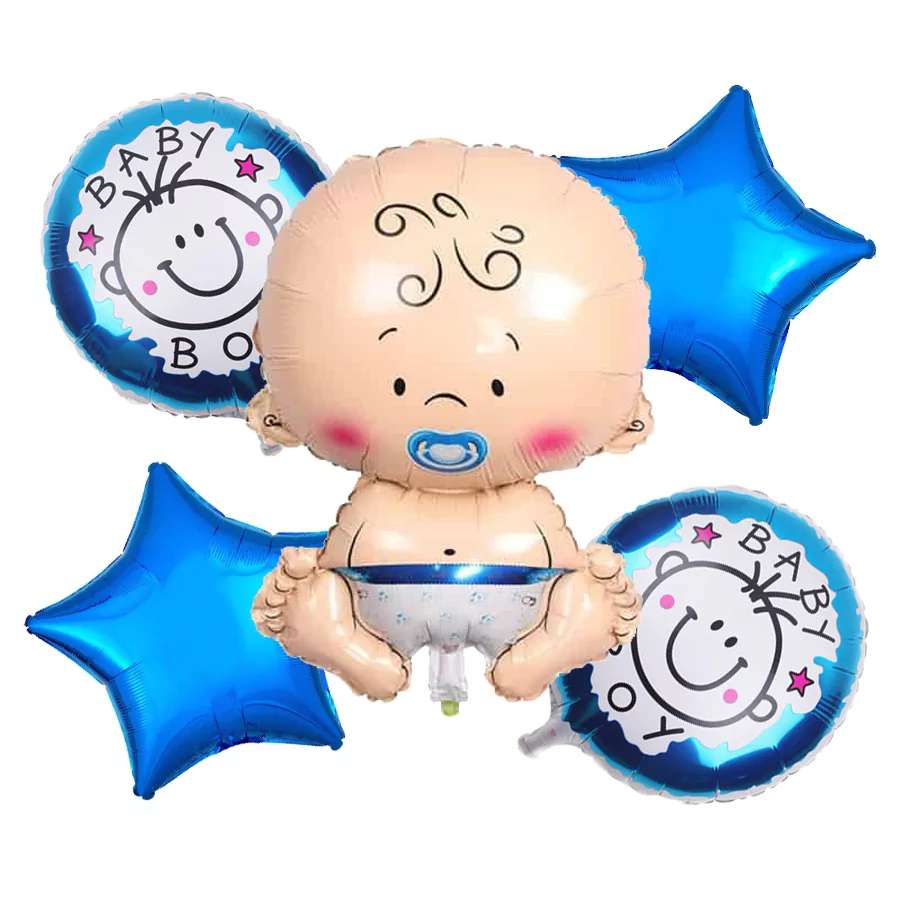 Set aranjament 5 baloane folie Baby Boy, model 1