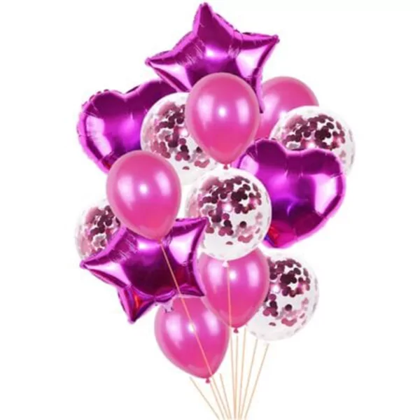 Set aranjament 14 baloane folie si latex, roz