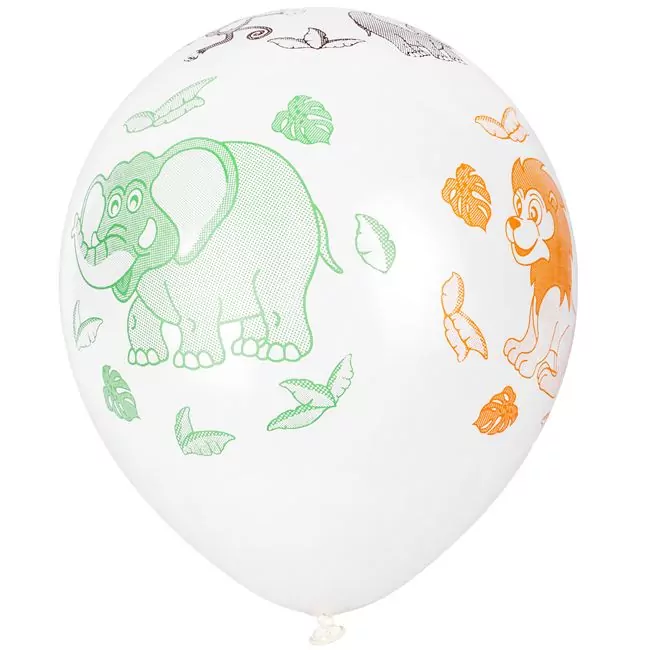 Set 6 baloane imprimate cu animalute, 30 cm
