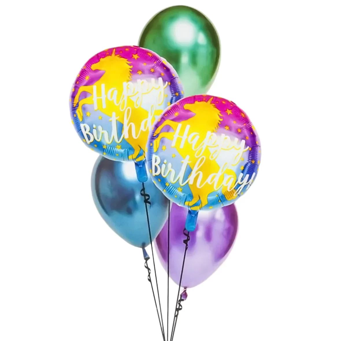 Set aranjament 5 baloane folie si latex Happy Birthday