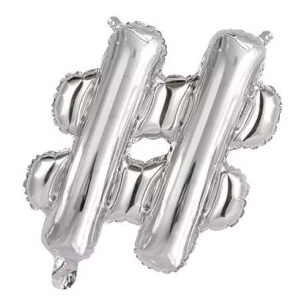 Balon simbol diez (#), 40 cm, argintiu