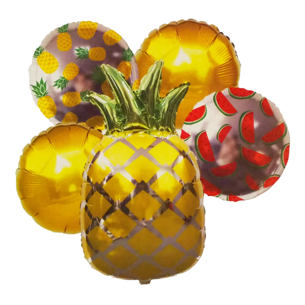Set 5 baloane folie Fruit Party cu figurina ananas