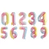 Baloane folie in forma de cifre 1, 2, 3, 4, 5, 6, 7, 8, 9, 0, Curcubeu, 100 cm