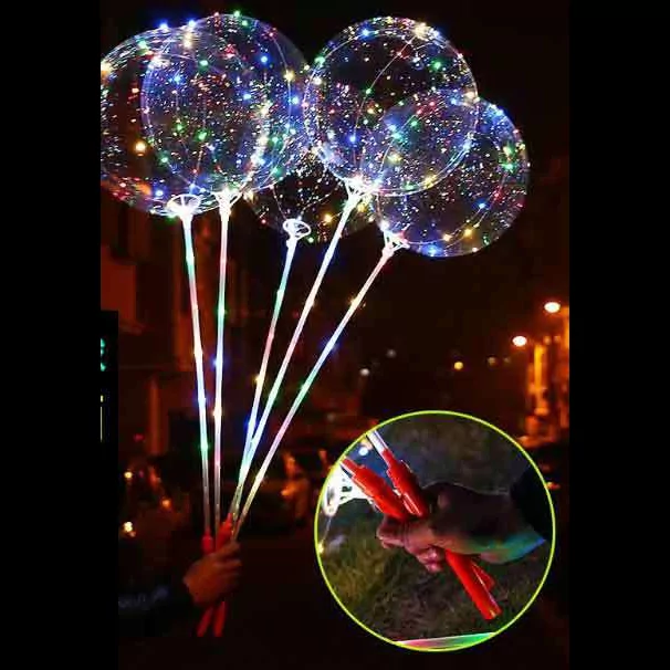 Balon bobo cu leduri multicolore, transparent, 45 cm