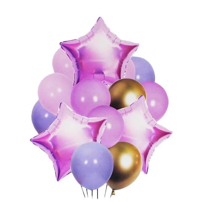 Set aranjament 14 baloane folie si latex, roz