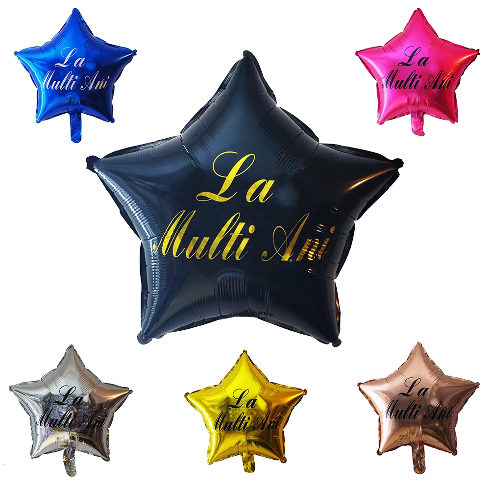 Baloane folie in forma de stelute cu mesaj La Multi Ani, 45 cm