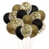 Set aranjament 16 baloane latex confetti, negru, auriu