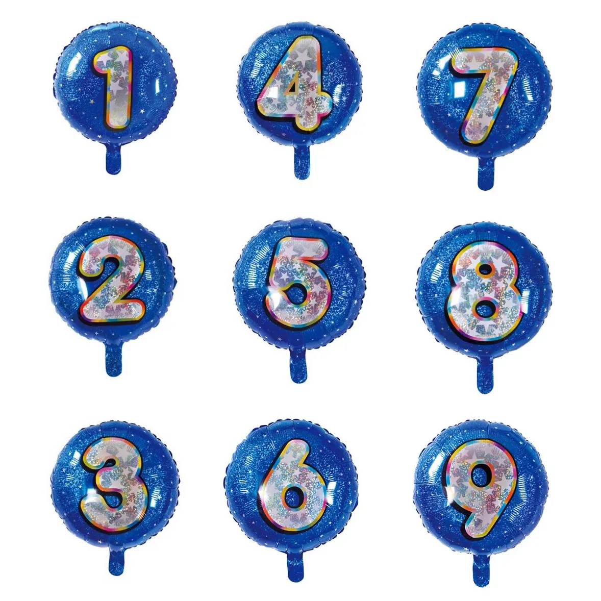 Baloane folie cu cifre si efect glitter, 45 cm