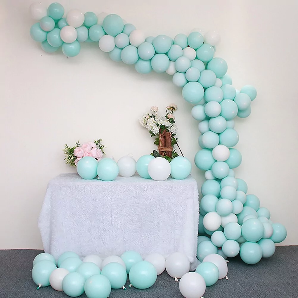 Arcada baloane aniversare petrecere, culori alb-turcoaz