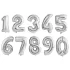 Baloane folie in forma de cifre 1, 2, 3, 4, 5, 6, 7, 8, 9, 0, Argintiu, 70 cm