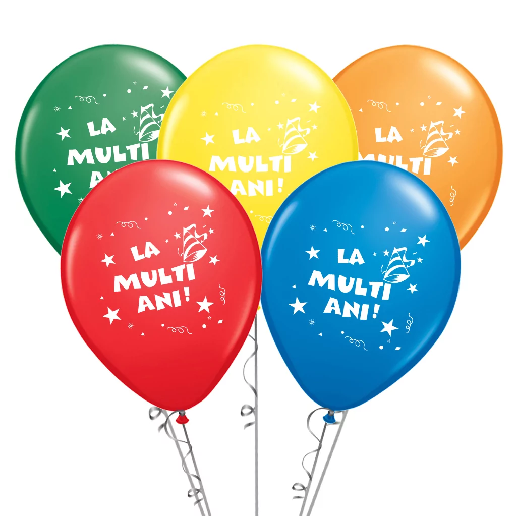 Set 10 baloane La Multi Ani asortate de 35 cm