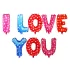 Set aranjament baloane litere I Love You, multicolor cu inimioare