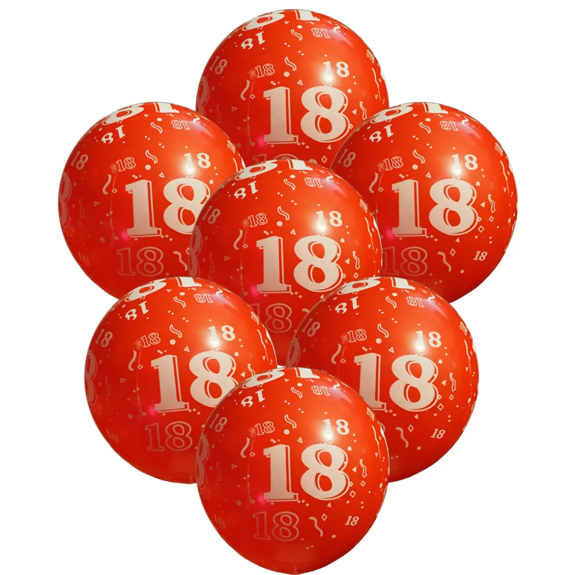 Set 6 baloane cu numarul 18, culoare rosie