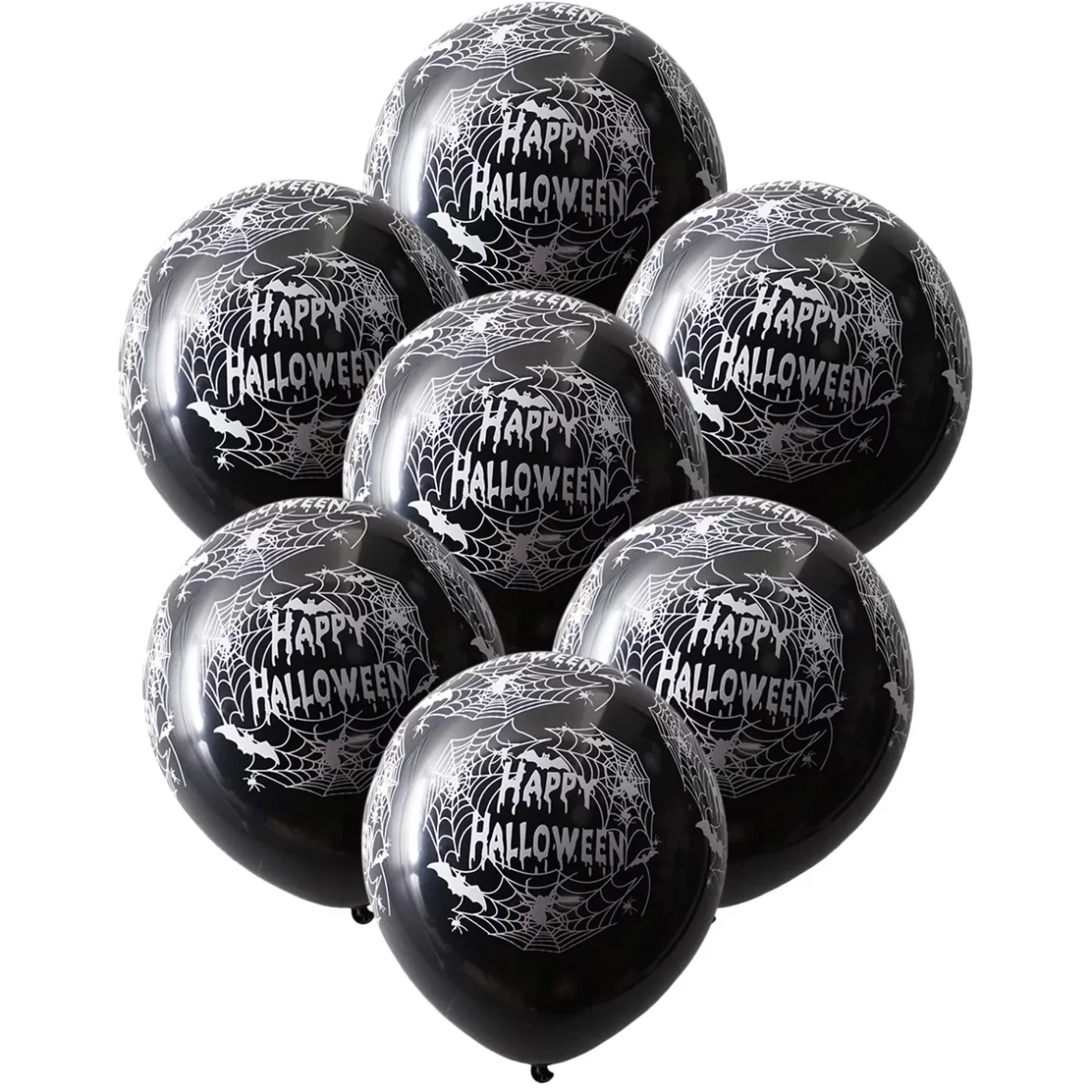 Set 6 baloane latex Halloween, negru, 30 cm